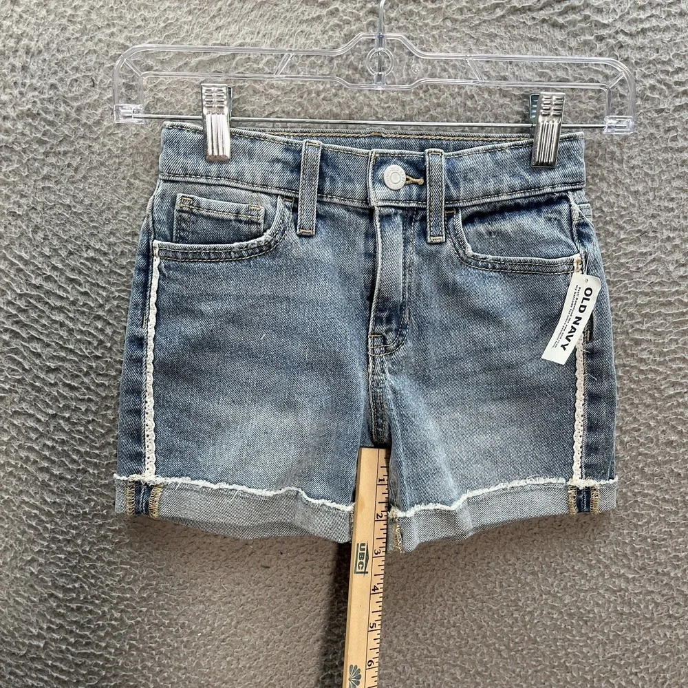 Old Navy Shorts Girls 8 Blue High Rise Built In Tough Distressed Denim Preppy‎